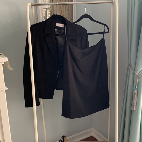 Calvin Klein suit skirt set size 10 polyester rayon spandex dry clean only - Picture 5 of 8